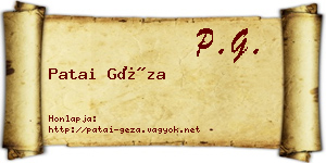 Patai Géza névjegykártya
